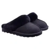 Pantuflas negras con cuello afelpado y talón abierto